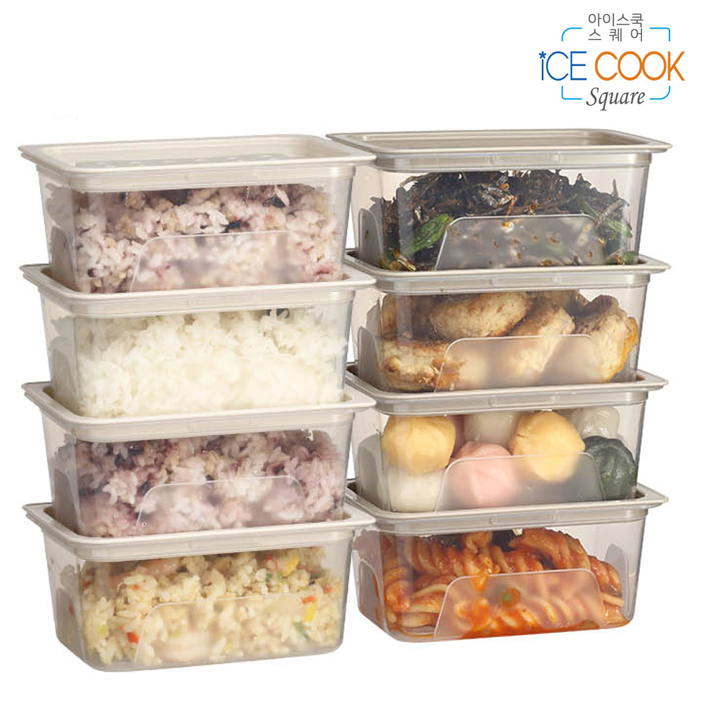 플리젠 아이스쿡 스퀘어 1호-1(8종 포갠구성) 냉장 냉동 소분 용기