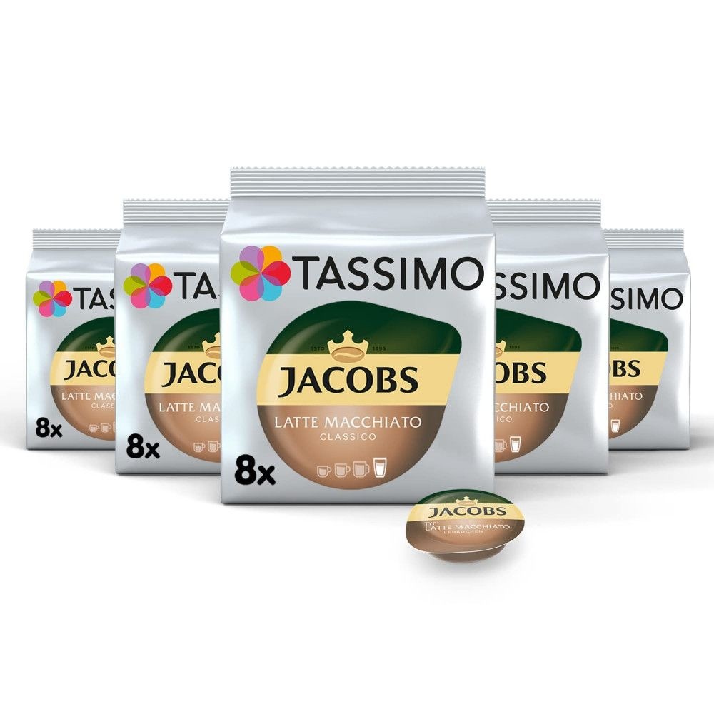 Tassimo [해외] Tassimo Jacobs Latte Macchiato Classico Coffee 독일 타시모 야콥스 라떼 마끼아또 클라시코 캡슐 커피 8개 5팩