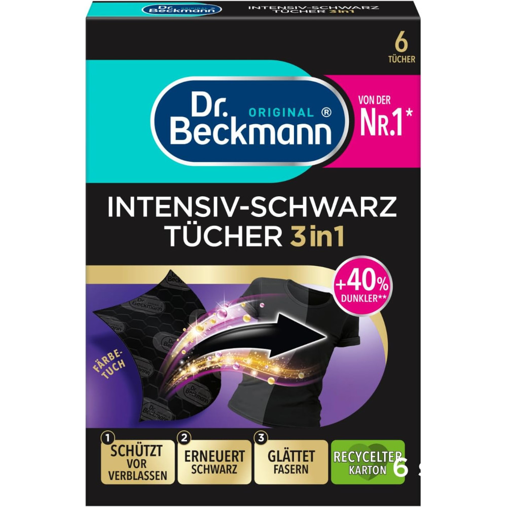 [해외] 닥터베크만 인텐시브 블랙 세탁 시트 6매 x 1개입 내돈내산 빨래 검은 옷 청결 색상 티슈 탈색 클리너