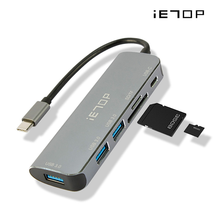 오피아컴 이탑 ET-M2000 C타입 멀티커넥터 유전원 허브 3포트 카드리더기내장 올인원 USB3.0 고속