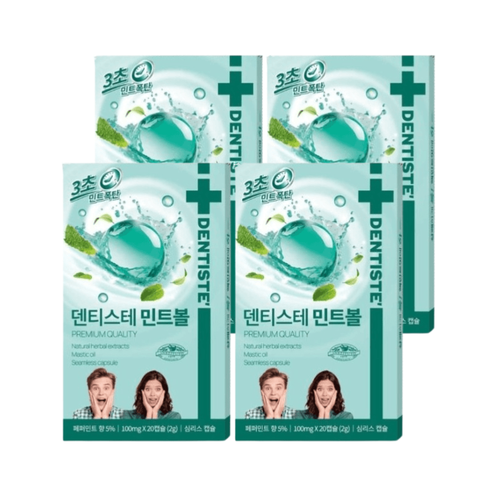 덴티스테 민트볼 휴대용 먹는 씹는 가글 20캡슐 4개