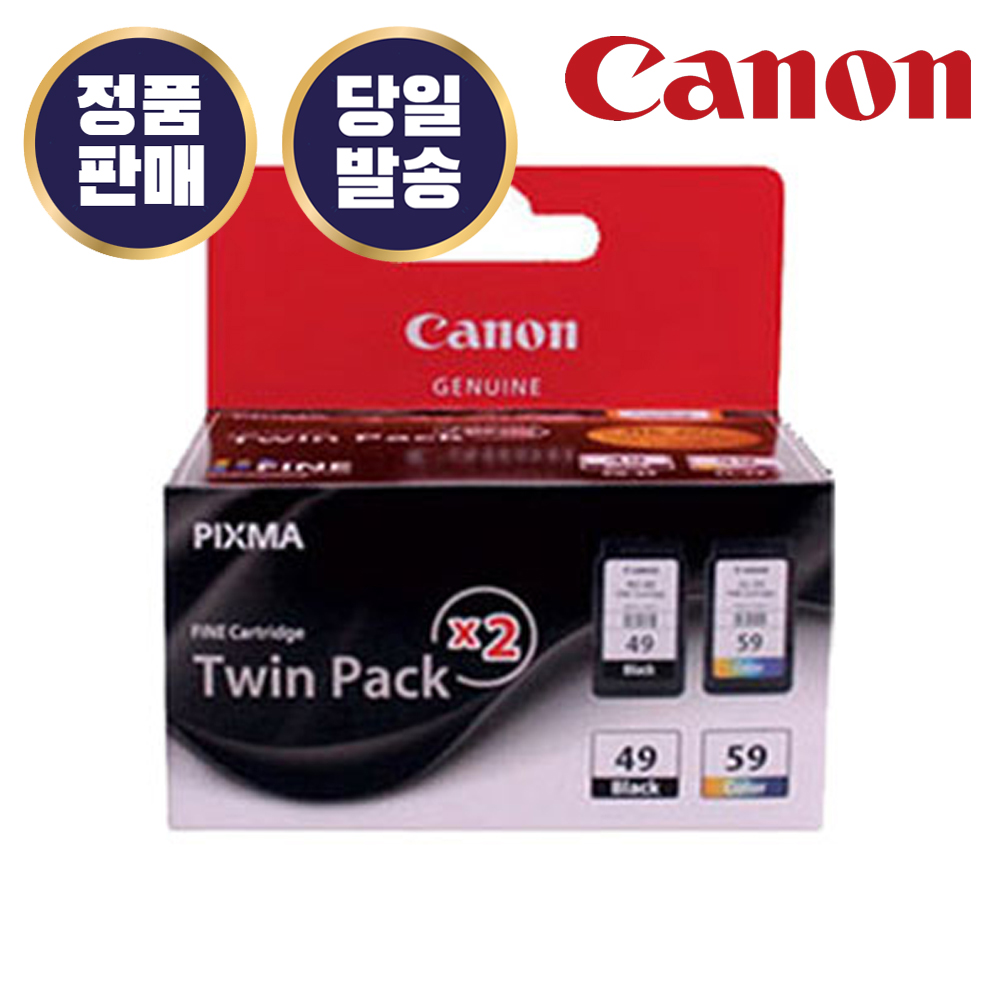 Canon 캐논 정품 잉크 PG-49+CL-59 트윈팩 검정+컬러 세트 PG49 CL59 E409 E489