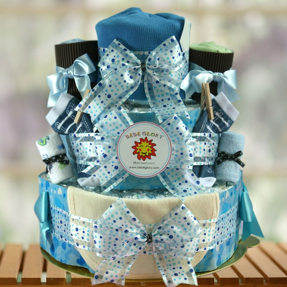 회사동료직원아기탄생선물 하기스기저귀꽃바구니3단케이크-반팔1벌 긴팔1벌