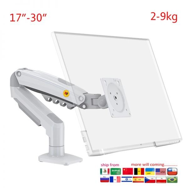 UnKnown [해외] NB 데스크탑 LCD 모니터 거치대 암 가스 용수철 풀 모션 인체 공학적 듀얼 USB 3.0 2-9kg 17-30 인치 F80 신제품