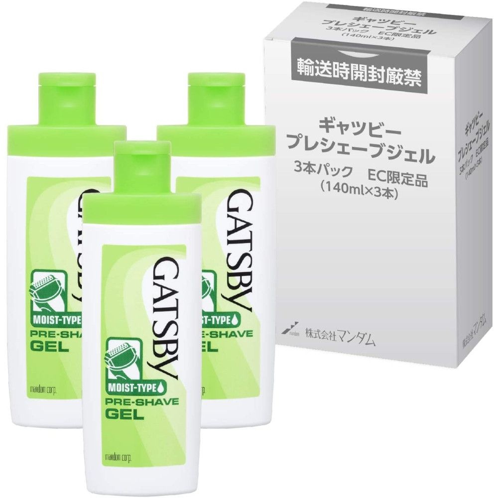 [해외] Mandom Gatsby Pre Shave Gel 일본 맨담 갸스비 전기면도기용 프리 쉐이브 면도 전에 바르는 젤 140ml 3팩