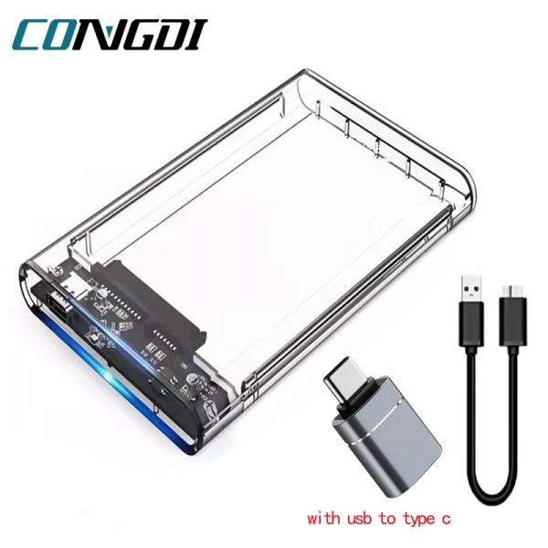 [해외] USB 3.0 HDD 인클로저 SATA SSD 하드 드라이브 케이스 5Gbps 전송 속도 모바일 외장 하우징 디스크 박스 케이블 2.5 인치