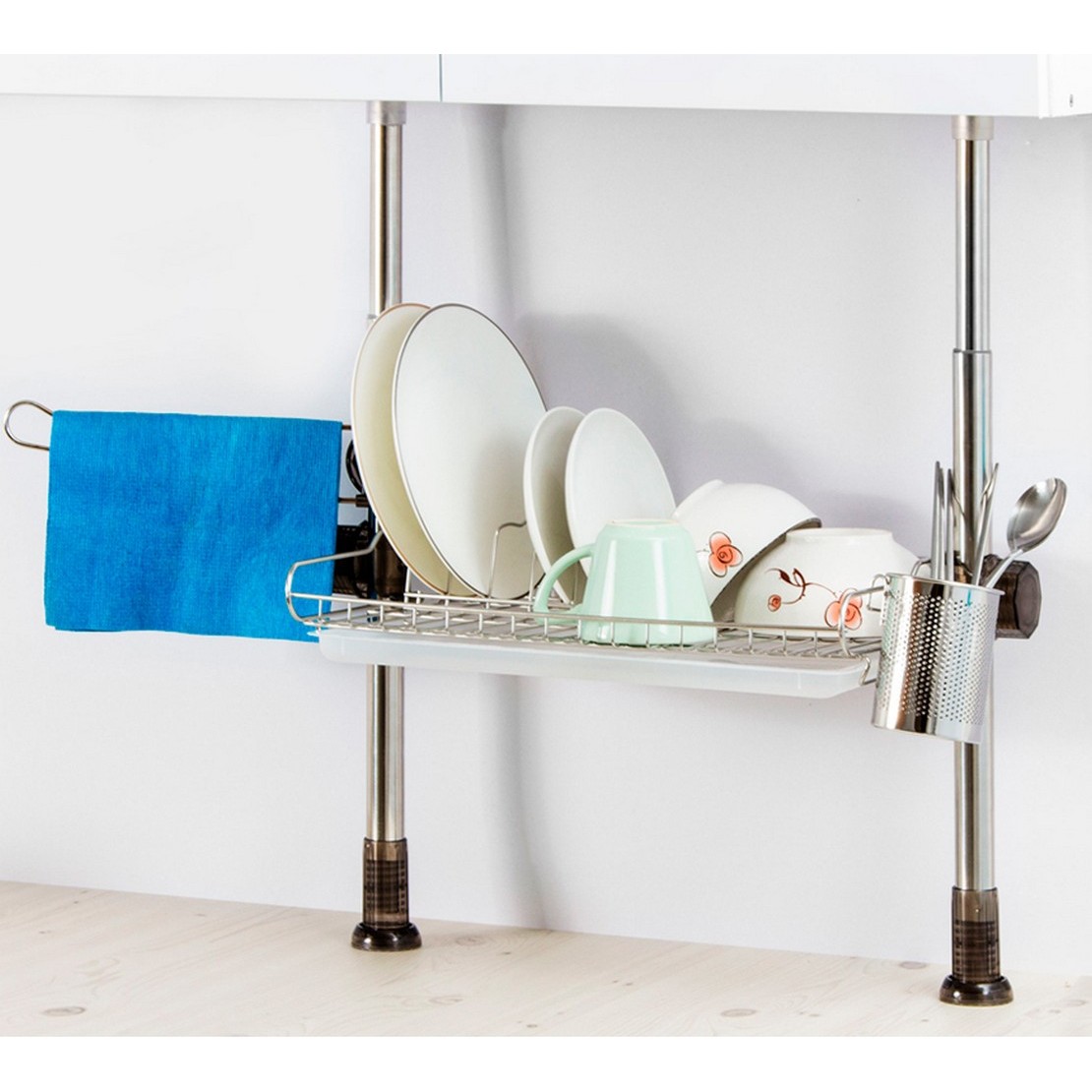 [오늘출발] 식기건조대 기둥식 스테인레스 400-1단 홈씨스템 주방선반 싱크선반