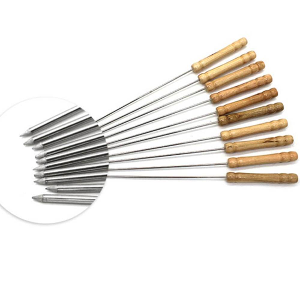 스텐 꼬치 10P 세트 바베큐 캠핑 안전그립 내식성 야외