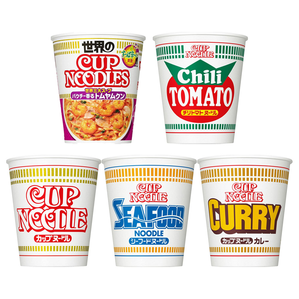 [해외] 닛신 일본 NISSIN CUP NOODLES 닛신 컵누들 5종 세트 똠양꿍 시푸드 오리지널 카레 칠리토마토