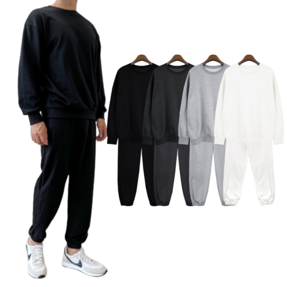 협력사 이현 협력사 남자 무지 맨투맨 조거 트레이닝 세트 셋업 런닝복 화이트 멜란지 차콜 블랙