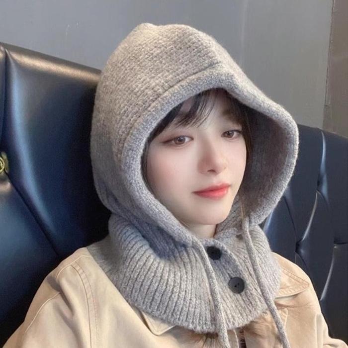 애슬릿##애슬릿 [애슬릿] 단추 니트 바라클라바 후드 알래스카 넥 워머