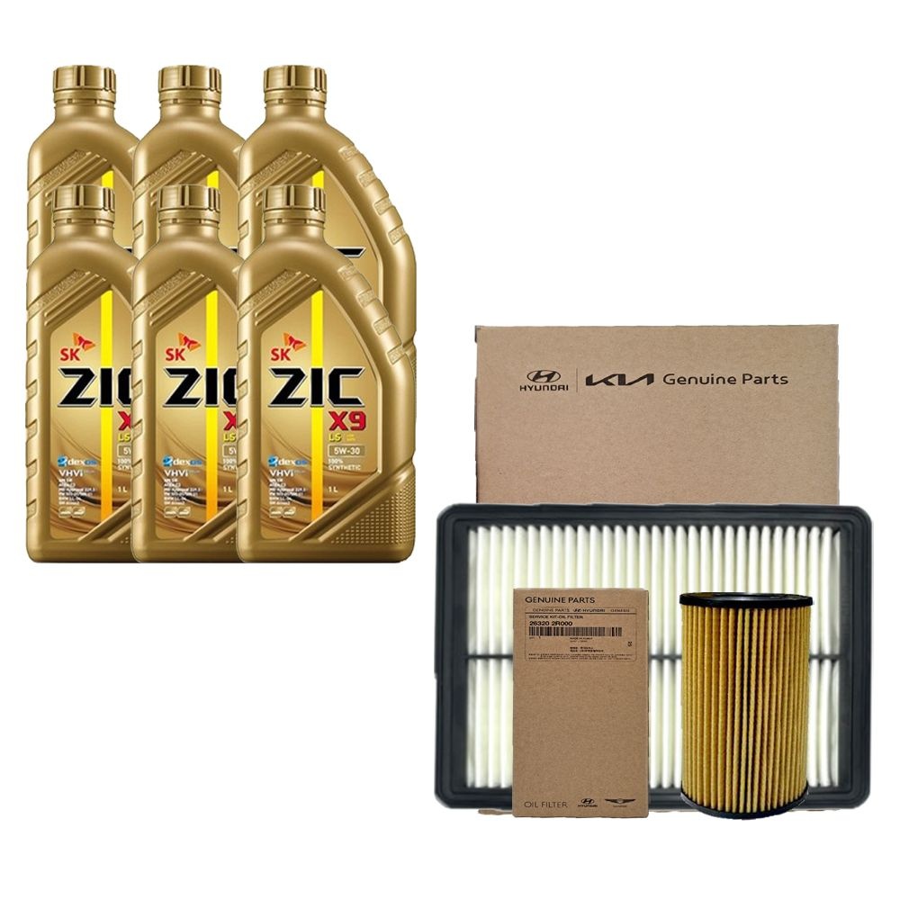SK지크 스포티지 NQ5 2.0 디젤 지크 X9 LS 5W30(6L) 엔진오일+순정 필터 세트 2R-N9000