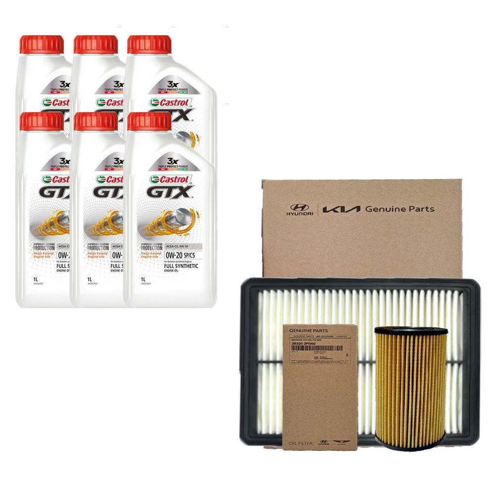 [오늘출발] 캐스트롤 더뉴싼타페TM 2.2 디젤 캐스트롤 GTX SP C5 0W20(6L) 엔진오일 순정 필터세트 2R-L1000