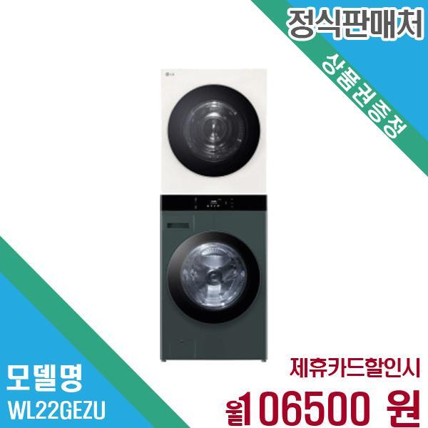 LG전자 오브제 워시타워 세탁기 25+22kg WL22GEZU 60개월 119,500