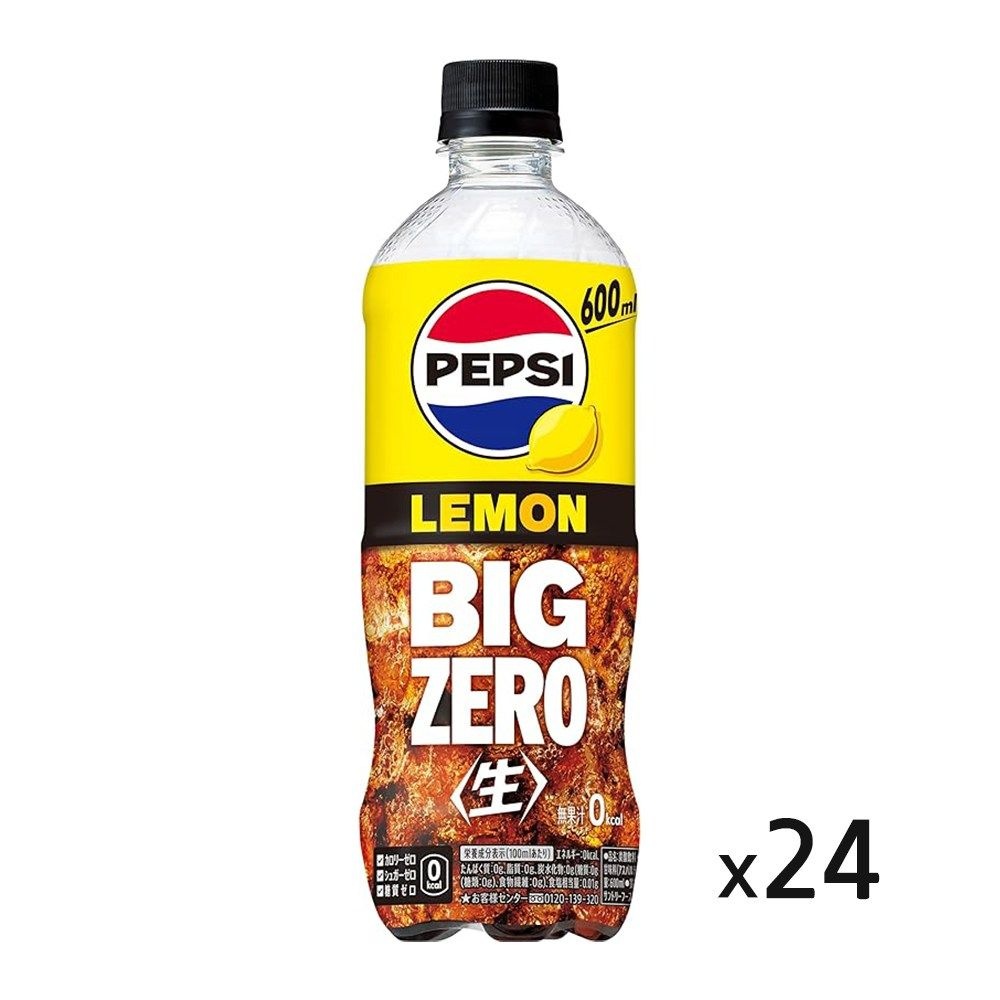 [해외] [무료배송] 산토리 펩시 제로 생콜라 레몬 600ml 24개