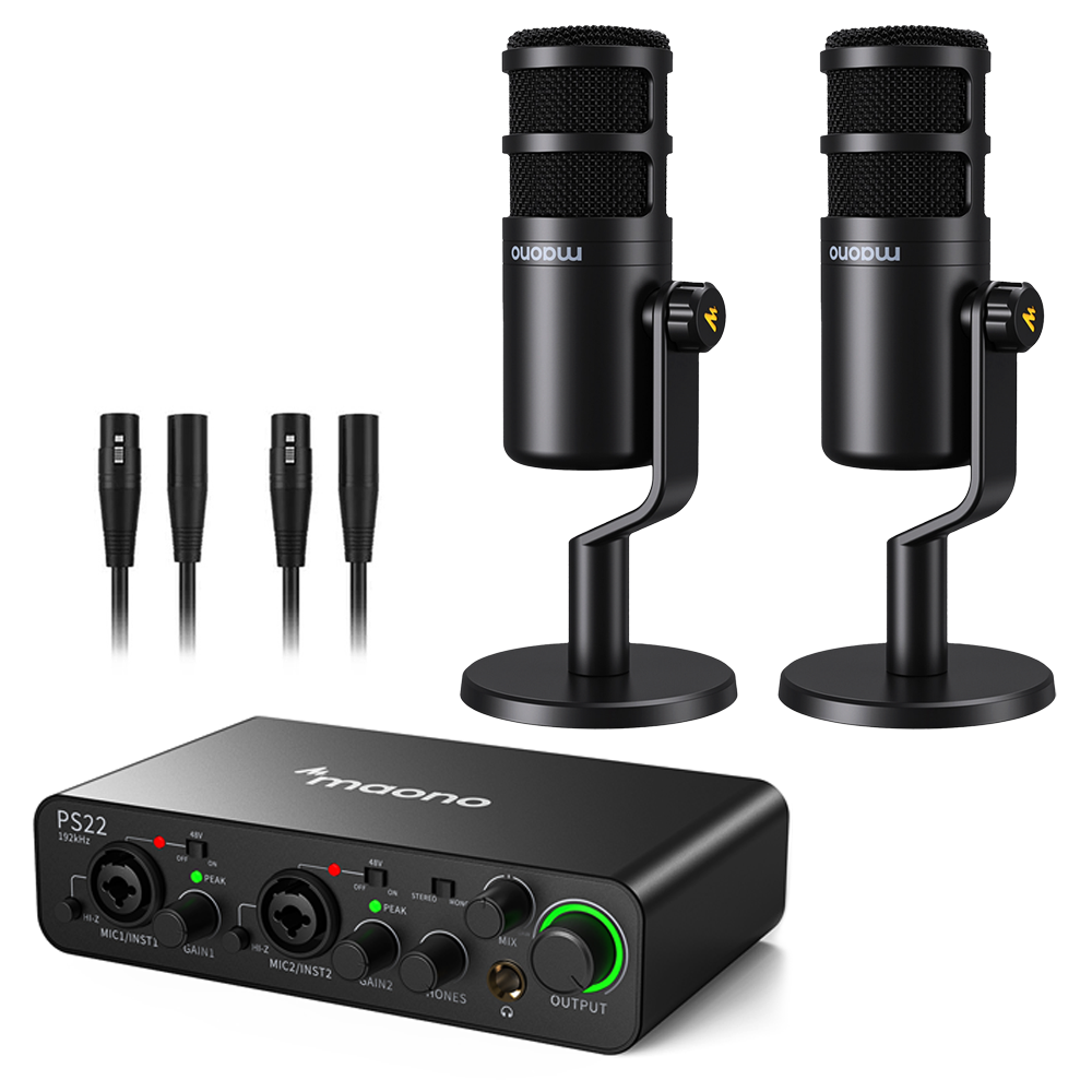 MAONO 마오노 PS22 라이브 2인 방송용 유튜브 틱톡 녹음용 오인페 마이크 올인원 패키지1