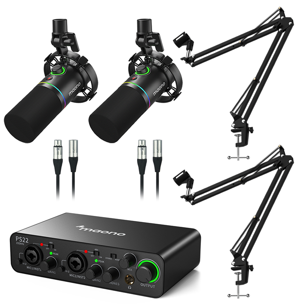 MAONO 마오노 PS22 라이브 2인 방송용 유튜브 틱톡 녹음용 오인페 마이크 올인원 패키지4