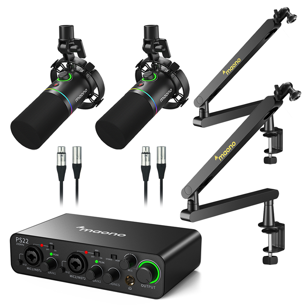 MAONO 마오노 PS22 라이브 2인 방송용 유튜브 틱톡 녹음용 오인페 마이크 올인원 패키지5