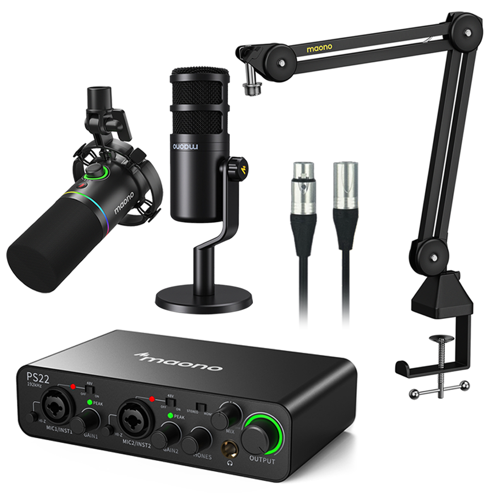 MAONO 마오노 PS22 라이브 2인 방송용 유튜브 틱톡 녹음용 오인페 마이크 올인원 패키지7