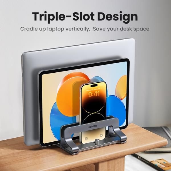 UGREEN 수직 노트북 스탠드, 트리플 슬롯 알루미늄 맥북 에어 프로