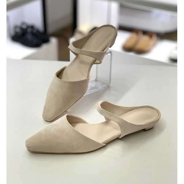 [엘초이] 포인티드 토 가죽 스웨이드 민자 1.5cm 뮬 블로퍼 FSP2401SN0129