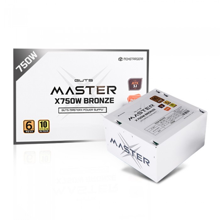 몬스타기어 몬스타 가츠 MASTER X X750W 80PLUS 브론즈 화이트 ATX 컴퓨터 PC 파워`