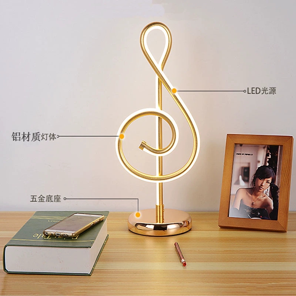 음자리표 음표 모양 무드등 북유럽 감성 LED 음표 스탠드 침대 헤드라이트, image size:1000x1000