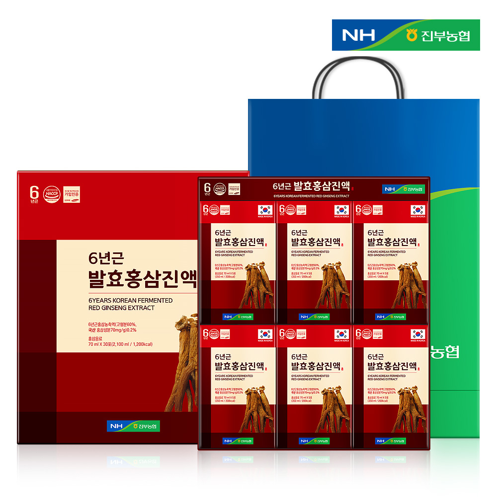 진부농협 6년근 발효홍삼진액 70ml 30포 부모님선물 명절선물