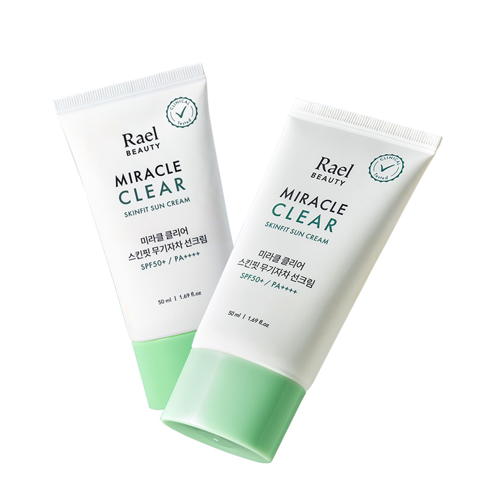 한국콜마 라엘뷰티 미라클 클리어 스킨핏 무기자차 선크림(SPF50+,PA++++)2개
