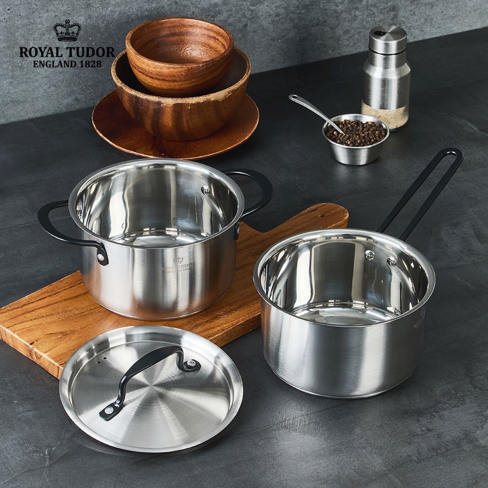 로얄 튜더 영국 로얄튜더 블랙퀸 냄비 2종세트 양수 편수 스텐304 인덕션 가스 하이라이트 무광블랙 3중바닥 가벼운 냄비