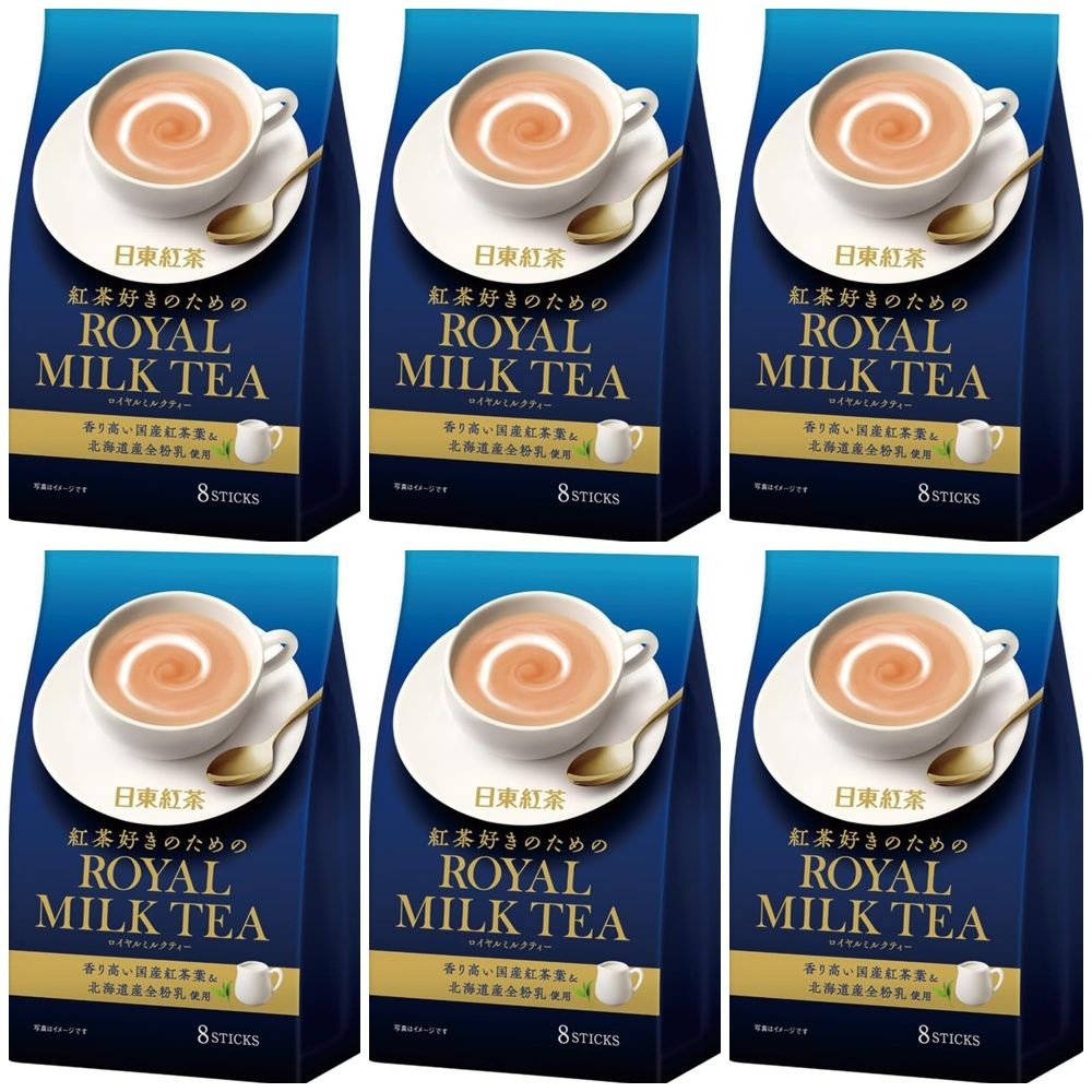 Nitto [해외] Nitto Hokkaido Royal Milk Tea 일본 닛토 물만 넣는 홋카이도 로얄 밀크티 차 음료 핫 & 아이스 8스틱 6팩