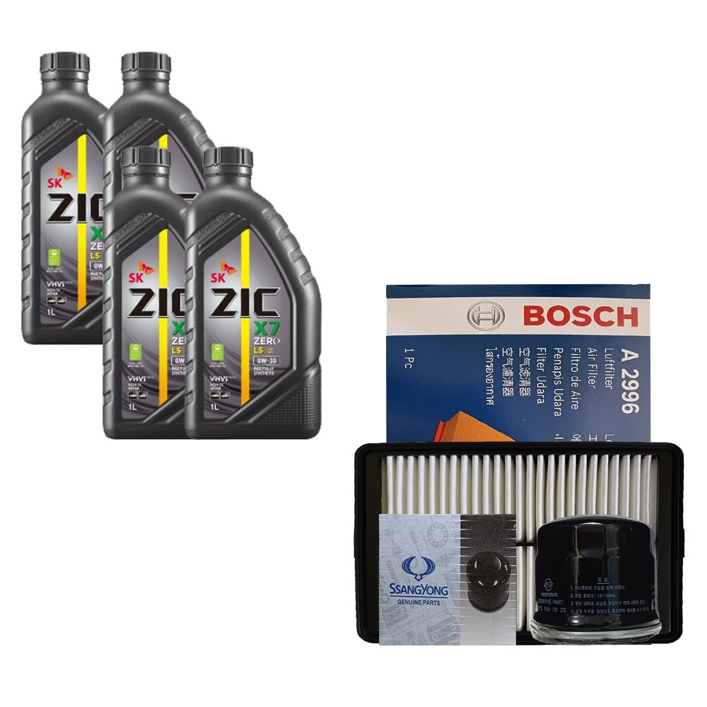 [오늘출발] SK지크 티볼리 1.6 가솔린 지크 제로 X7 LS 0W30(4L) 엔진오일+필터 세트 40025-2660