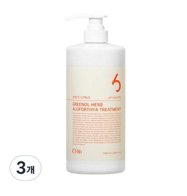 CH6 그리놀 허브 알로포시아 트리트먼트 화이트 시트러스, 1000ml, 3개