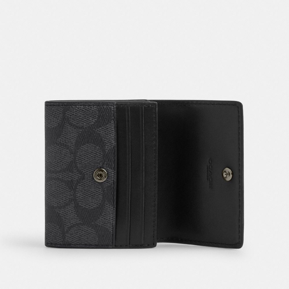 코치 CY999-QBMI5 시그니처 캔버스 코인 케이스 차콜/플레어