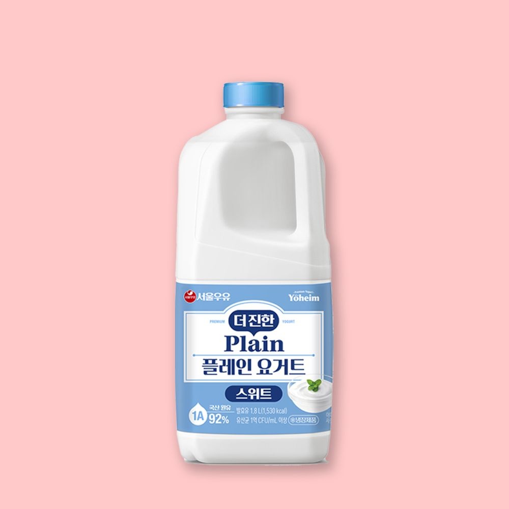 [오늘출발] 서울우유 더진한 대용량 스위트 플레인 요거트1800ml샐러드토핑 가당 수제간식 그릭요거트