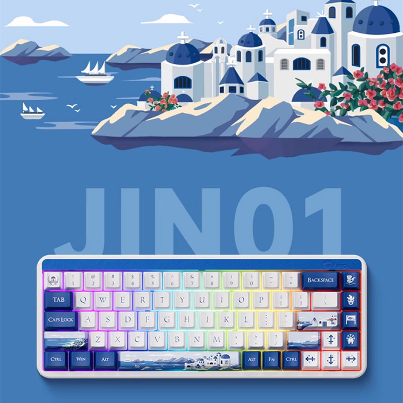 [해외] AKKO JIN01 3가지모드 알루미늄 합금 기계식 키보드 RGB 핫스왑 68키 장미우드축