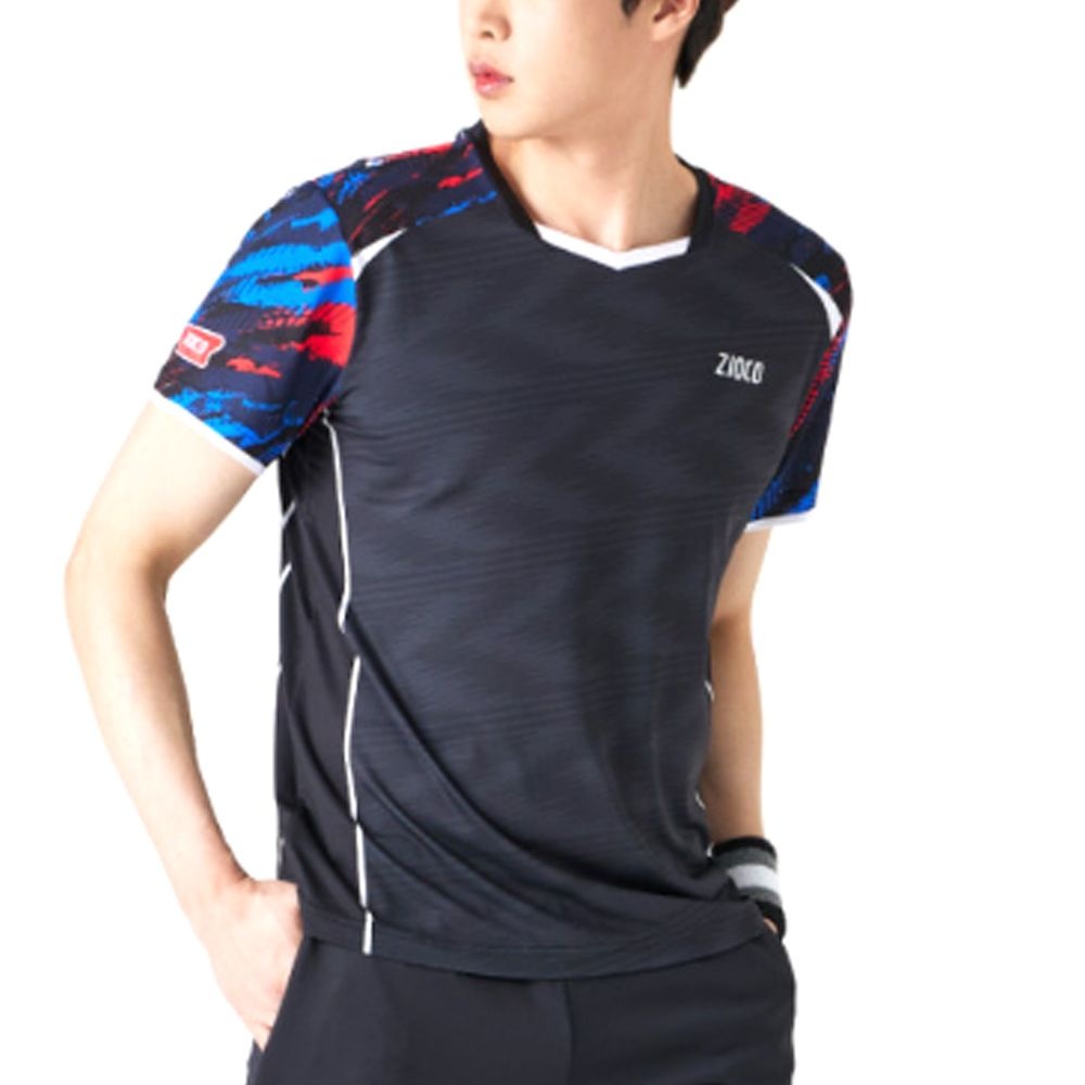 [핑퐁]지오코 탁구유니폼 ZIOCO 반팔 티셔츠 기능성반팔 APT1015R (블랜딩 블랙)-남성