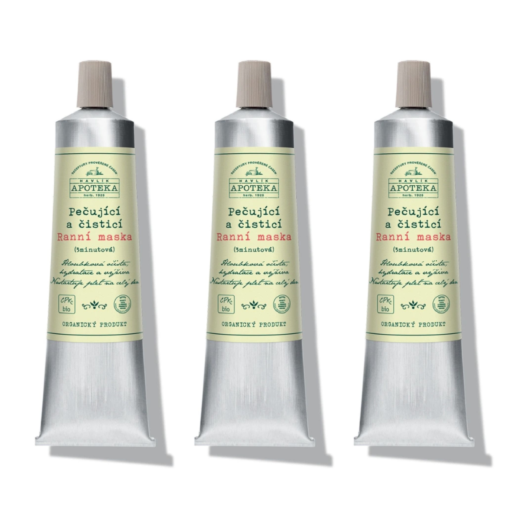 [해외] 체코 하블리카 3분팩 클렌징 모닝 마스크 100ml x 3 대용량 havlik apoteka Ranni Maska
