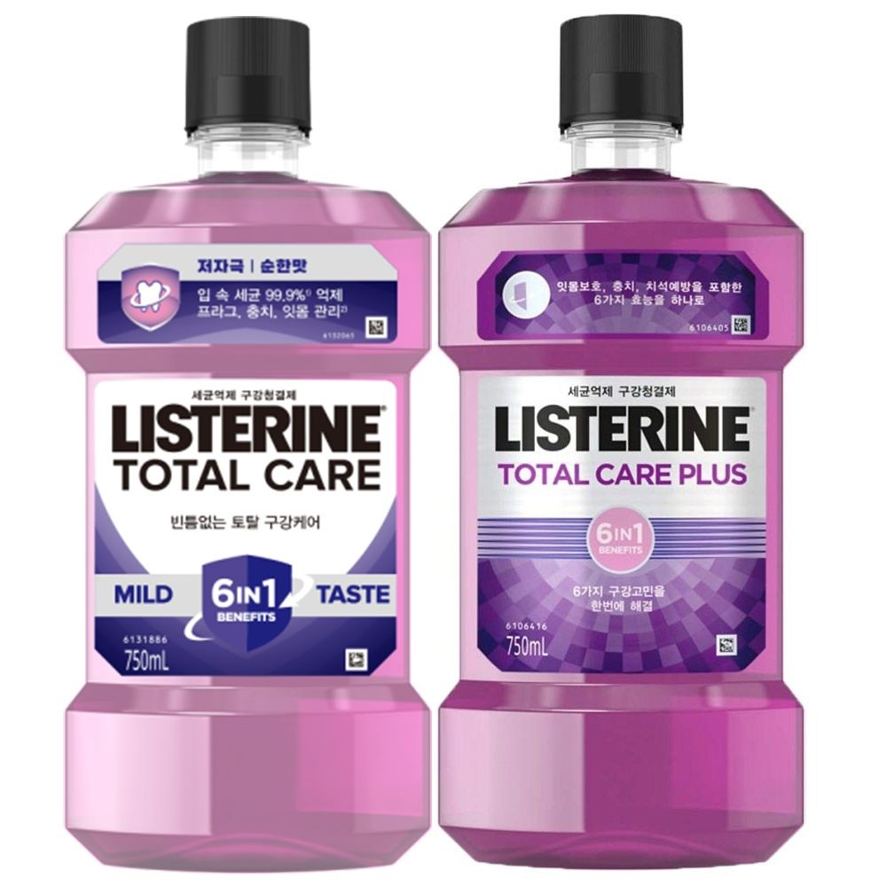 리스테린] 토탈케어 마일드 750ml+토탈케어 플러스 750ml : 롯데ON, image size:1000x1000