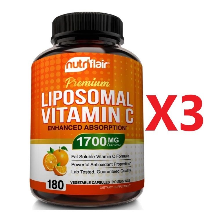 [해외] 뉴트리플레어 리포좀 비타민C 리포조말 비타민 C 1700mg 180캡슐 3개