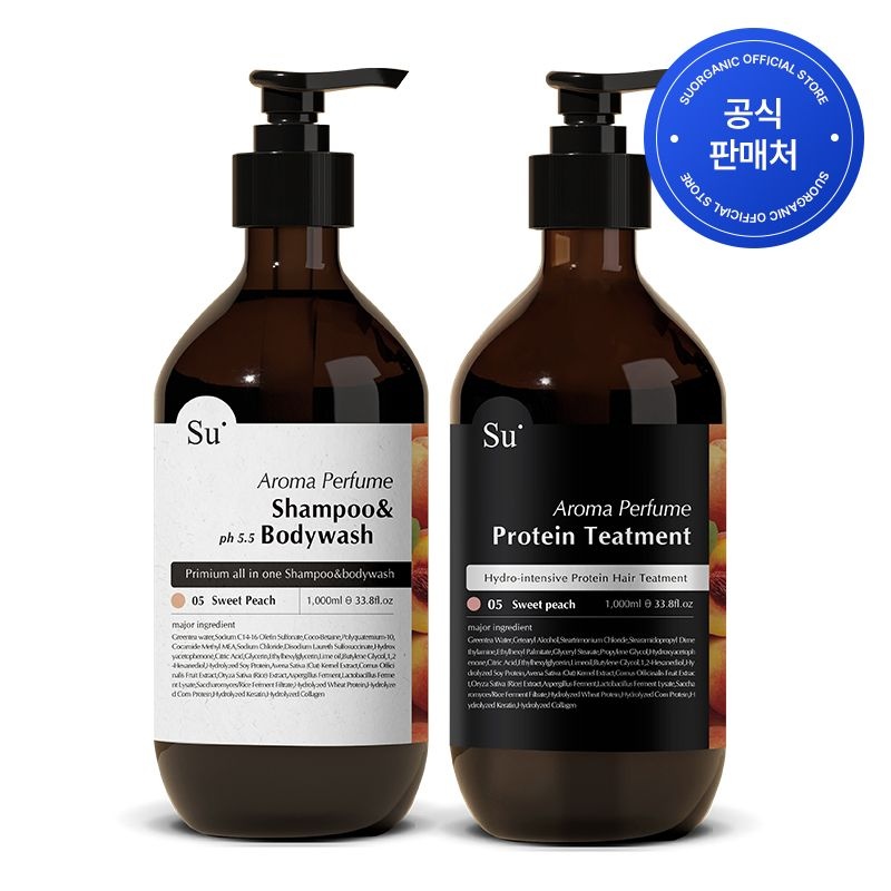 수오가닉 스윗피치 퍼퓸 샴푸워시+트리트먼트 (1000mlX2)