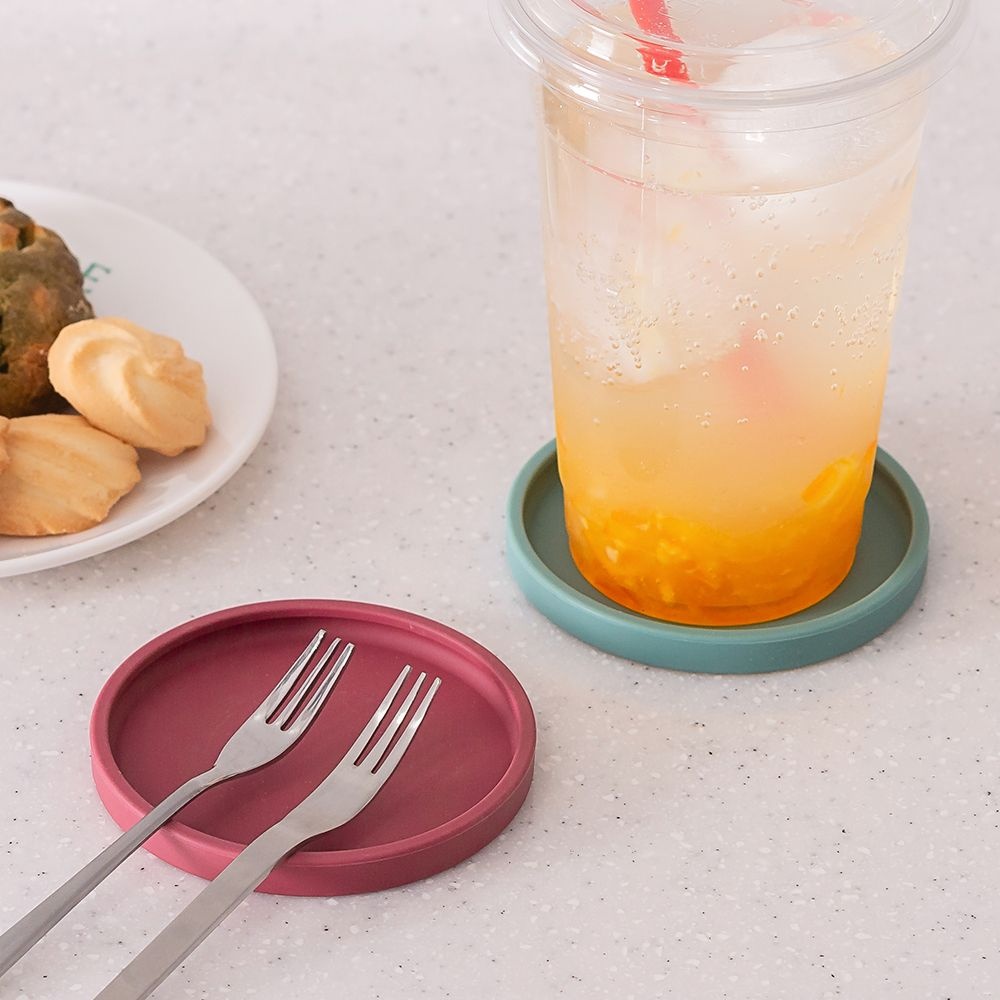 플라이토 국산 실리콘 마카롱 원형 컵받침 9cm