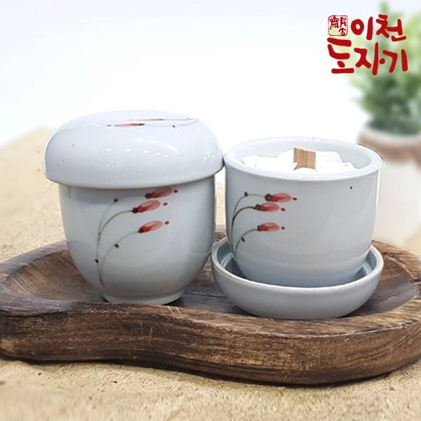 [오늘출발] 강군샵 이천 도자기 세라믹 목련 240ml(뚜껑포함) 캔들용기 도자기공병 아로마 디퓨저향초 양초만들기 가정용 인테리어소