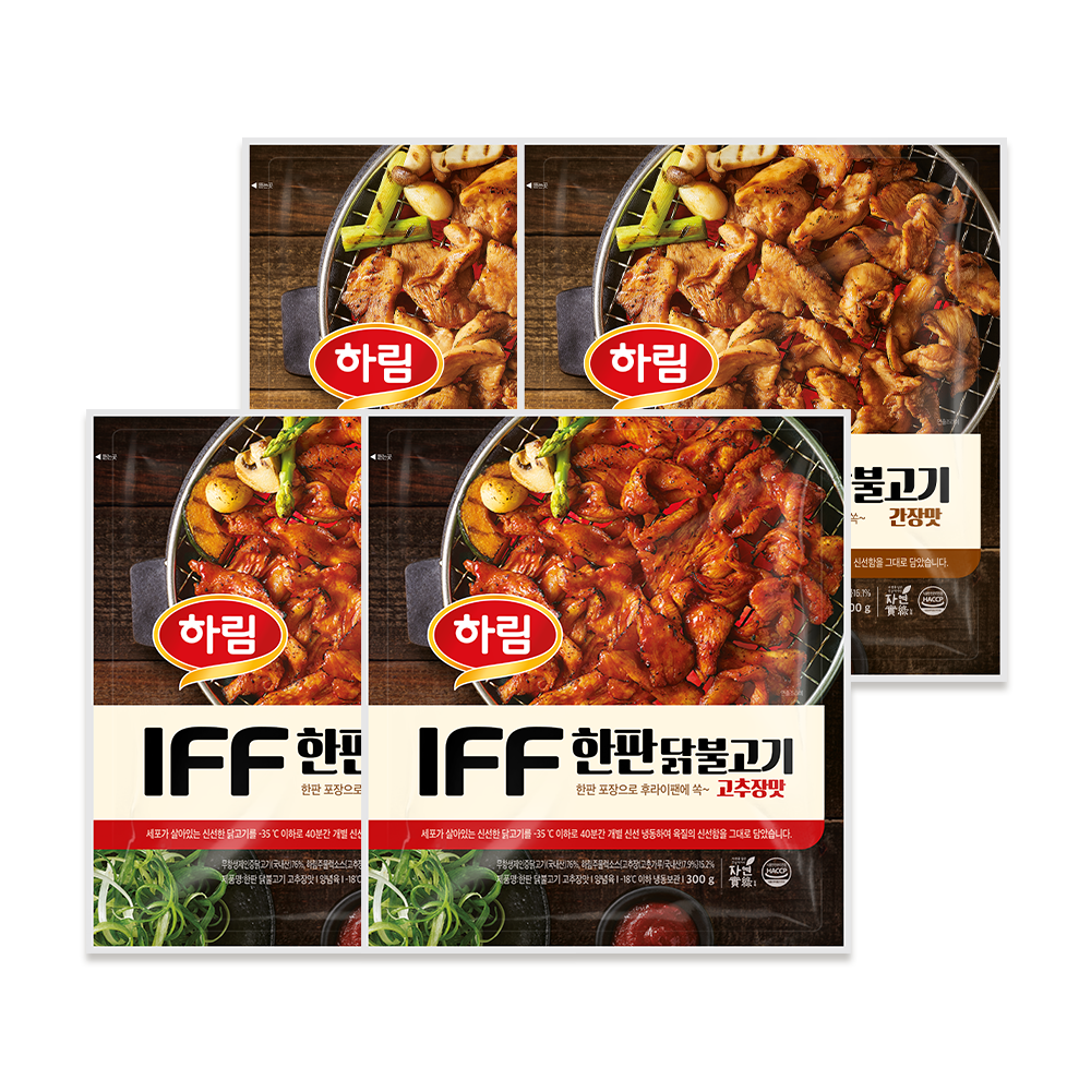 (신선) 하림 IFF 한판 닭불고기 300g 간장맛 2봉 + 고추장맛 2봉