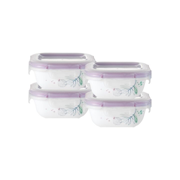 [롯데백화점] 코렐 스냅웨어 파스텔멜로디 정사각325ml 4P 세트 LE1217142865