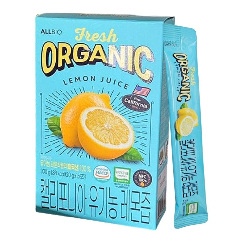 올바이오 프레시 캘리포니아 유기농 레몬즙 20g 15포 착즙액 레몬주스
