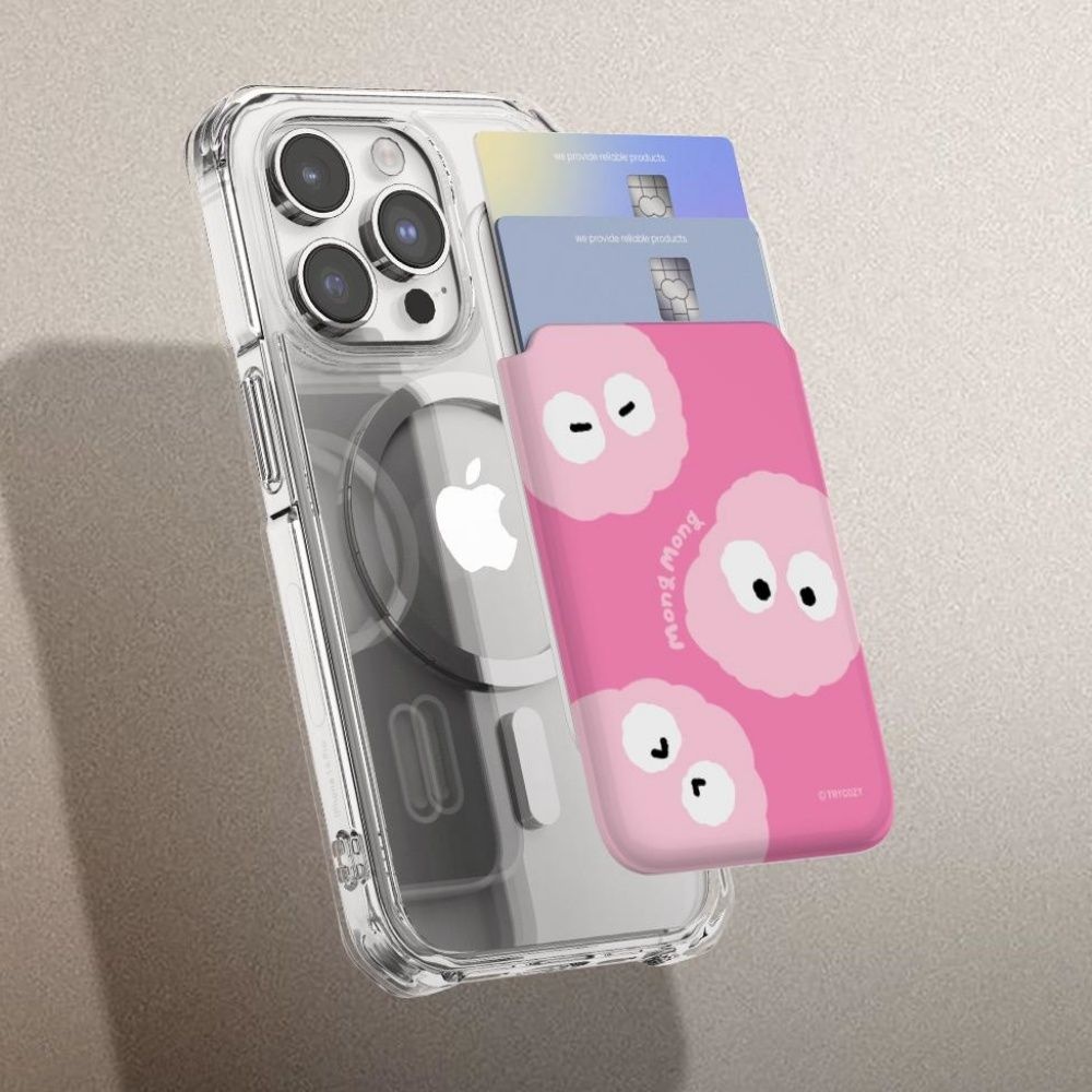 [트라이코지]아이폰 핑크 몽몽 쓰리몽 맥세이프 슬라이드 카드 지갑 TRY