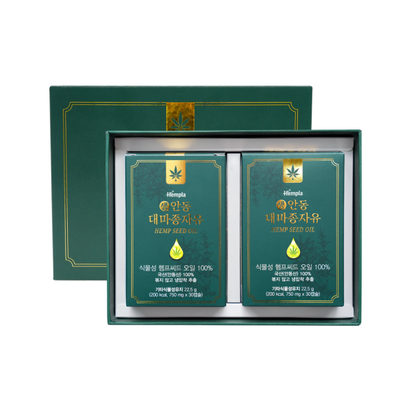 농업회사법인(주)헴프앤알바이오 [농업회사법인(주)헴프앤알바이오]생 안동 대마종자유 세트, 국산 햄프씨드 오일 캡슐형 750mg x 60캡슐