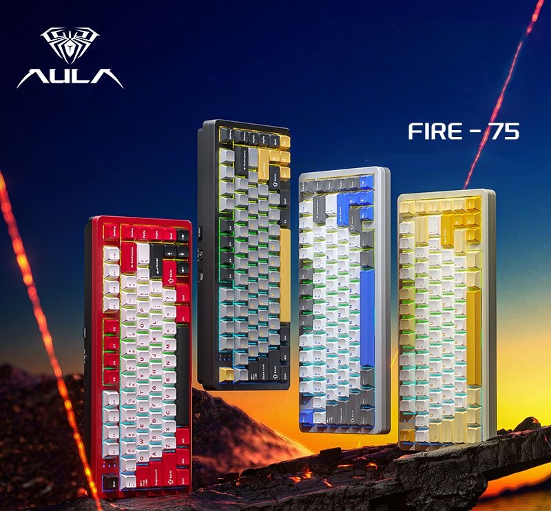 AULA 독거미 Fire75 알루미늄 무선 기계식 키보드 8000mah kailh 투명블루축 별하늘/무료배송