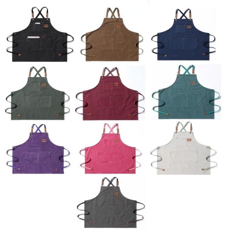 싼디샵  캔버스 다용도 방수앞치마 앞치마 카페공방미용실네일미술유치원 opp개별포장 10컬러